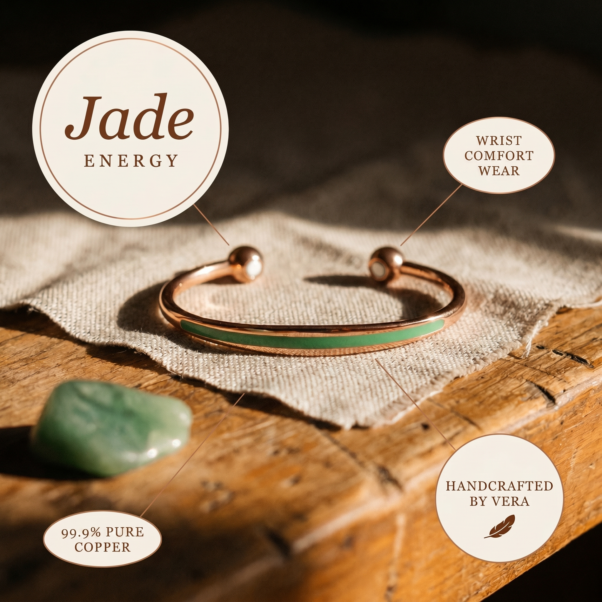 Bransoletka Miedź Zofii – Jadeit