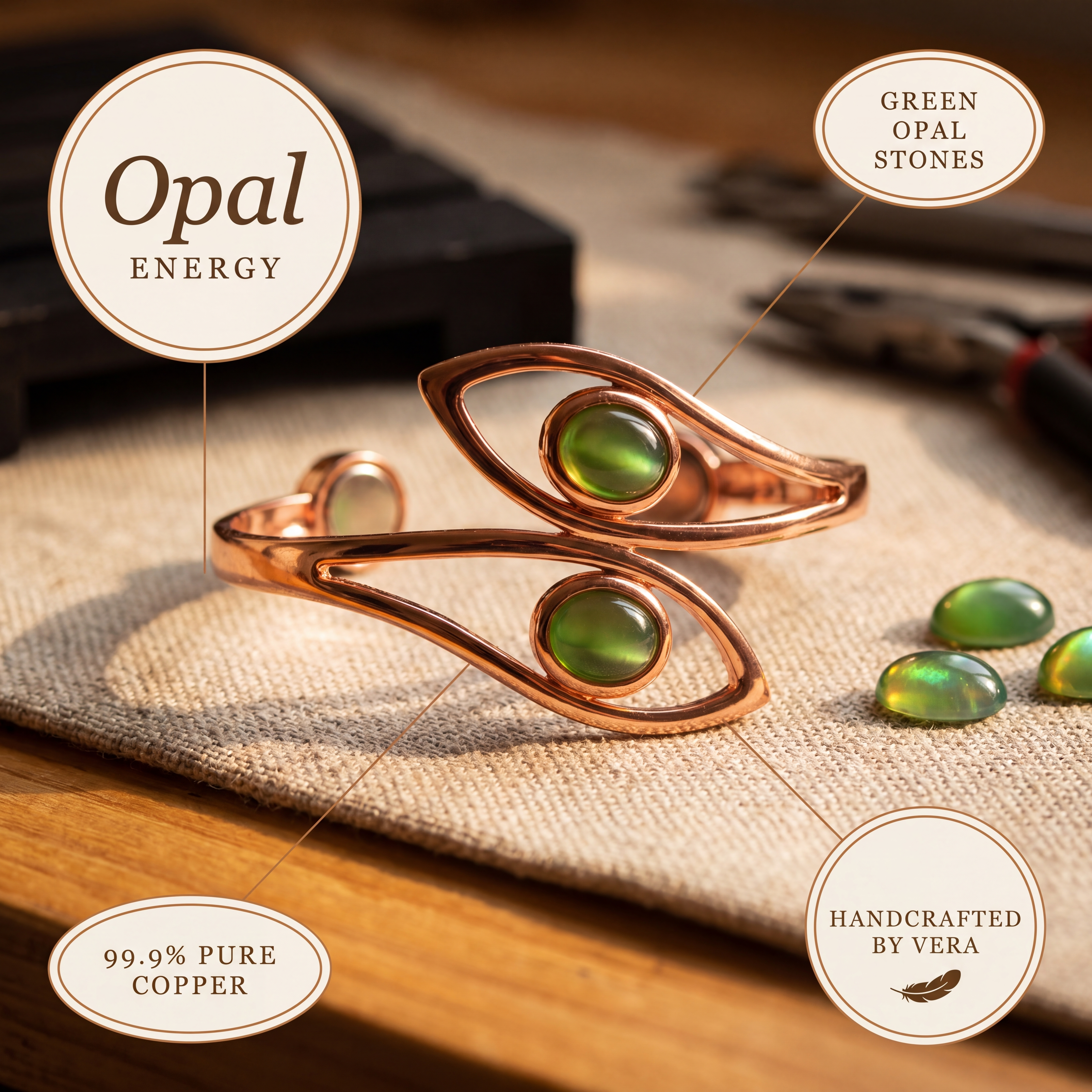 Bransoletka Miedź Zofii – Opal